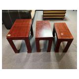 CHINESE NEST TABLES, SMALLEST HAS WATER MARK,