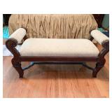 SCROLL ARM END OF THE BED BENCH CARVED FRAME 51"