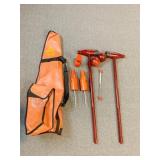 CHINESE WOODEN GARDEN GAME W/ GATE, BALLS, AND