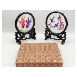 HAND CRAFTED COY FISH STITCHED FABRIC 5" X 4"