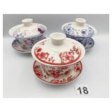 THREE CHINESE GAIWAN CEREMONIAL TEA INFUSING