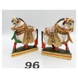 CARVED BONE HAND PAINTED DECORATIONS PAIR OF