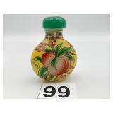 CARVED IN HAND PAINTED SNUFF BOTTLE LID NOT