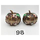 CHINESE EXPORT TRINKET BOX PUMPKIN SHAPE WITH