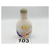 SNUFF BOTTLE MULTI COLOR ART GLASS