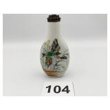 SNUFF BOTTLE 3" H W/ SILVER TOP W/ INSET STONE