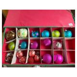 CHRISTMAS ORNAMENTS IN RED STORAGE CASE