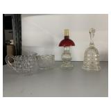 OIL LAMP PERFUME BOTTLE, FOSTORIA CREAMER, BELL
