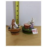 2 BUNNY TRINKET BOXES
