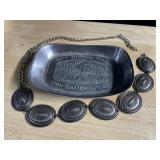 PEWTER TRAY, BELT NEEDS LOOP