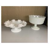 MILK GLASS BRODY CO. RUFFLED EDGE BOWL