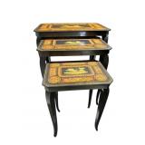 THREE NESTING CHARROT SCENE ON TOP INLAY TOP &