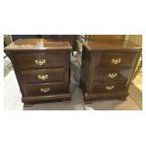 CHERRY GLASS TOP NIGHTSTANDS 26"H X 24"W X 16"D