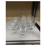 WINE GLASSES ETCHED 14 TOTAL VARIOUS SIZES