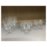 WINE GLASSES ETCHED 14 TOTAL VARIOUS SIZES