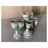 GERMANY TEACUPS, CREAMER, 2 LIDS