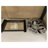 HAND PAINTED BOWL, MIRROR TRAY 14"