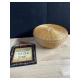 WOVEN BASKET, WELCOME SIGN