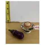 TRINKET BOXES W/ EGG PLANT, TABLE SCENE