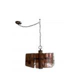 MID-CENTURY MODERN SMOKED GLASS CHANDELIER HAS