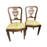 PAIR OF ANTIQUE CARVED BACK CHAIRS W/ CUSTOM