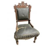 VICTORIAN CARVED ANTIQUE CHAIR W/ ORIGINAL