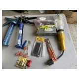 CAULKING GUNS, HANGING LIGHT, ETC.