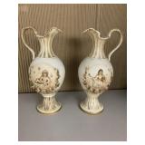 LEFTON PITCHERS 7" H, RAISED FLOWERS