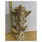 RARE OLD PARIS PORCELAIN WEDDING VASE GOLD LEAVES