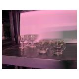 GOLD RIMMED WINE GLASSES, FRUIT BOWLS