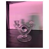 DUNCAN MILLER GLASS CANDLE HOLDER, ETCHED BASE