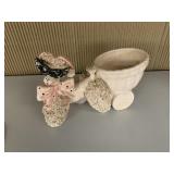 VINTAGE NAPCO PINK SPAGHETTI POODLE PLANTER, SOME