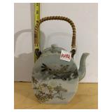 BRITISH HAND COLORED TEACUP AND LINER