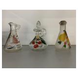 3 HAND PAINTED CRUETS