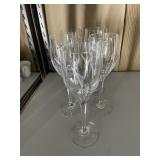 5 CRYSTAL CALLA LILLY WATER GLASSES 9" H