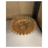 CARNIVAL GLASS BOWL, RUFFLE EDGE, 8"