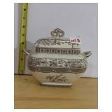 MELBOURNE C. & W TRANSFER WARE GRAY W/ LID 6.25"