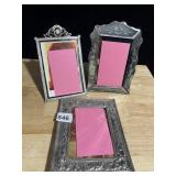3 PICTURE FRAMES ONE SILVERPLATE ONE DECO