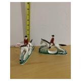 PORCELAIN JOCKEY NAPKIN RING HOLDERS 5 1/2 INCHES