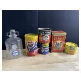DAISY JUICE BOTTLE, TOBACCO, CRACKER TINS