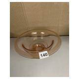 PINK DEPRESSION BOWL WITH GOLD RIM