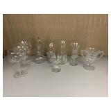 CRUET, WINE GLASSES