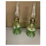 OIL LAMPS GREEN GLASS