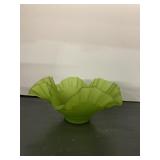 VASES GREEN GLASS GOLD TRIM