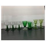 4 CARNIVAL GLASS CANDLE HOLDERS & MUGS