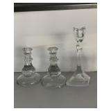 GREEN GLASS WINE GLASSES, BUD VASE