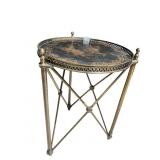 ASIAN GOLD DECORATED TOP TABLE W/ CROSS MEMBER