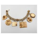 INTERLOCKING CIRCLE 14 KARAT GOLD CHARM BRACELET