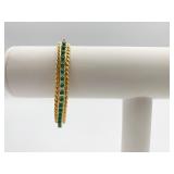 14K GOLD BRACELET W/ 17 BLUE/BLUE GREEN TURQUOISE