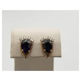 14K GOLD PURPLE AMYTHEST SCREW BACK EARRINGS -